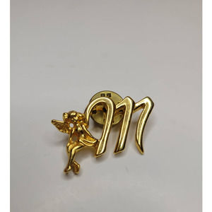 90's Gold Colored Angel and Letter M Pin